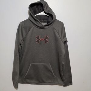 Under Armour Gray Hoodie with Red Logo | Med | Cold Gear